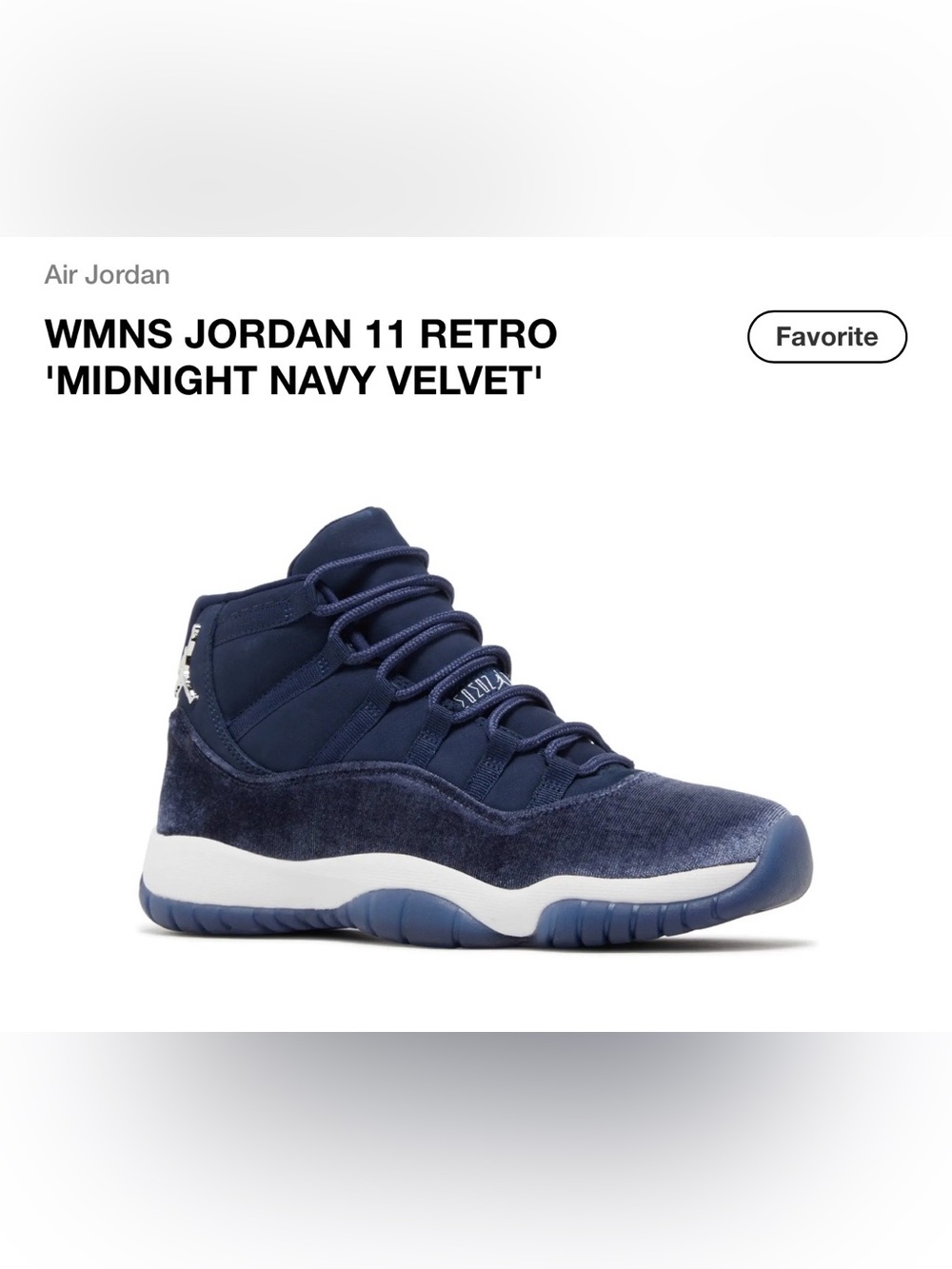 WMNS Jordan 11 Retro "Midnight Navy Velvet" SZ 8 - BRAND NEW W BOX